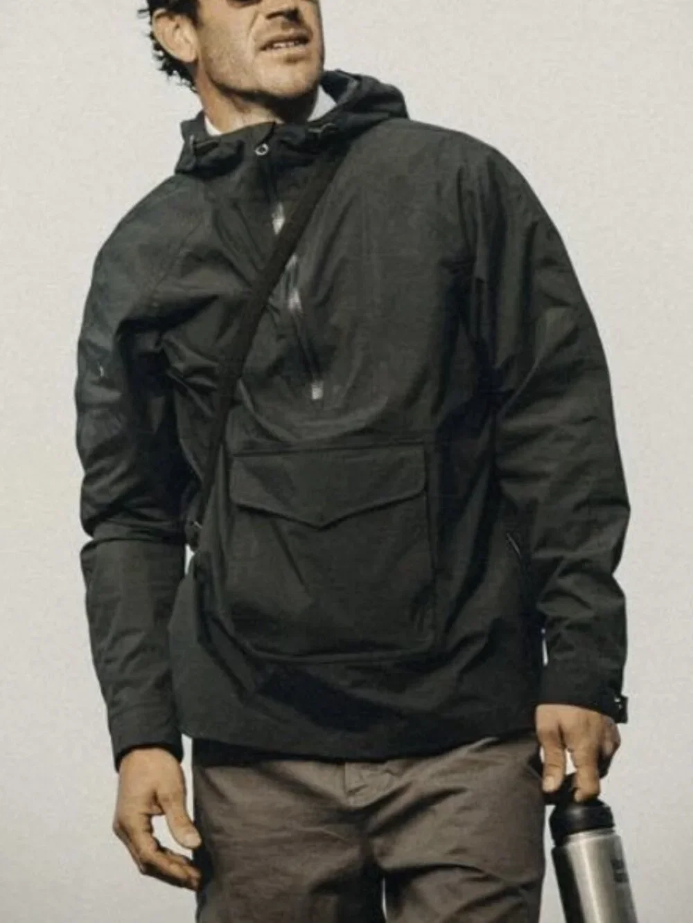 Taylor Stitch The Powder Jacket Anorak Half Zip Black Hooded Nylon Sz 40 Medium